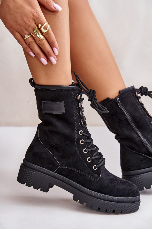 Bottines de travail Féminin Au Château Z en daim écologiqueu couleur noire Savalann Bottines de travail Féminin Au Château Z en daim écologiqueu couleur noire Savalann