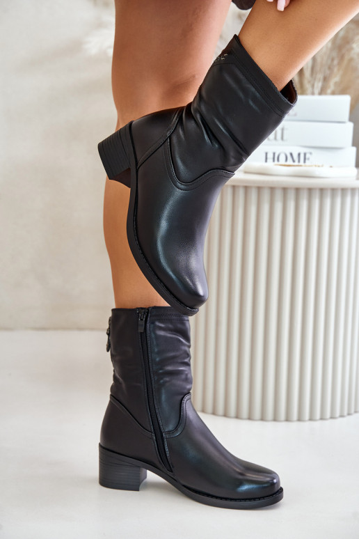 Bottes Sur un talon bas réchauffer avec de la fourrure à l intérieur Vinceza 85155 couleur noire