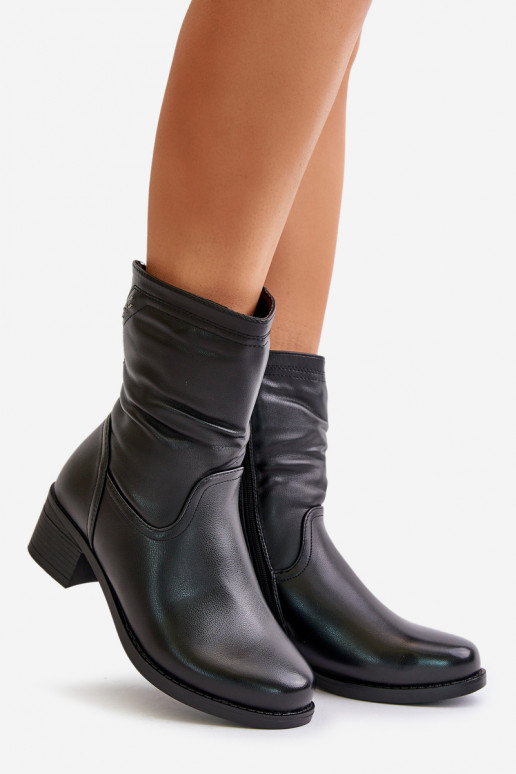 Bottes Sur un talon bas réchauffer avec de la fourrure à l intérieur Vinceza 85155 couleur noire