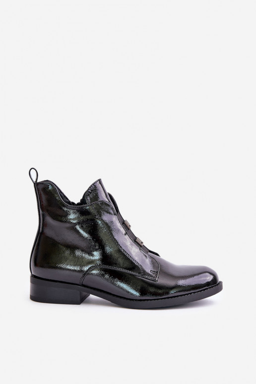 avec effet vernis Bottes Au Château réchauffer avec des talons larges S.Barski HY42-717 couleur noire avec effet vernis Bottes Au Château réchauffer avec des talons larges S.Barski HY42-717 couleur noire