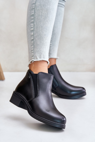 Stiefel mit niedrigem Oberteil, innen mit Fell gefüttert, Vinceza 85150 schwarz