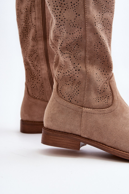 Bottes longues ajourées pour femmes,...