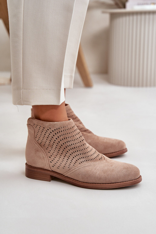 Opengewerkte dameshak in beige S.Barski Opengewerkte dameshak in beige S.Barski