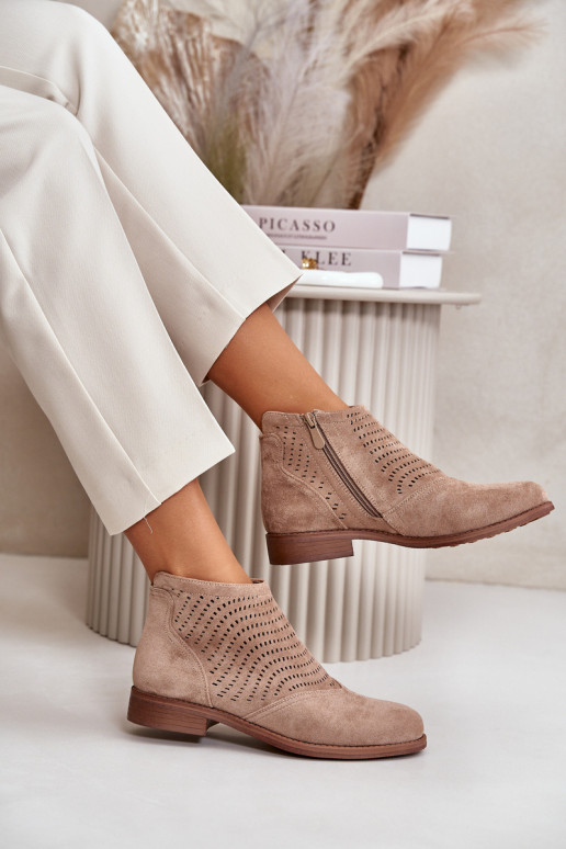 Opengewerkte dameshak in beige S.Barski Opengewerkte dameshak in beige S.Barski