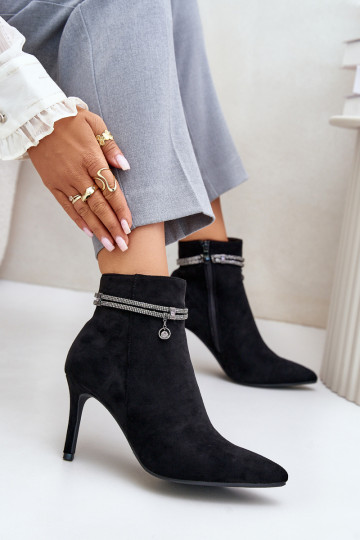 réchauffer Bottes avec des talons fins avec des talons décorés en daim écologiqueoÀe Vinceza 16469 couleur noire