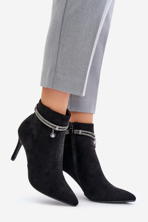 réchauffer Bottes avec des talons fins avec des talons décorés en daim écologiqueoÀe Vinceza 16469 couleur noire