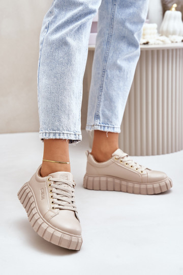 Baskets isolées beige Big Star MM274618 pour femme 2