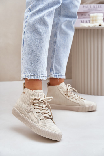 sich Zuarm laufen Samt Freizeitschuhe Big Star OO274771 Hi-Poly System Beige 2