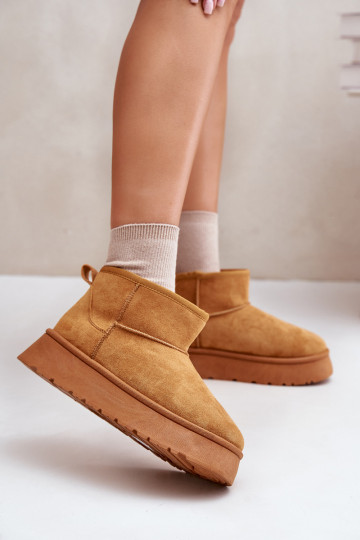 Lage snowboots Dames met platform verwarmd met bont aan de binnenkant bruine kleur Saldren 2
