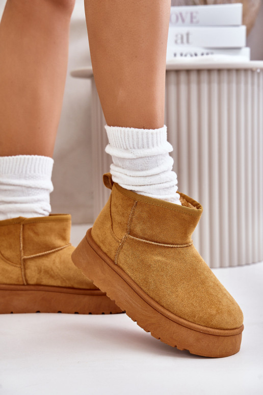 Lage snowboots Dames met platform verwarmd met bont aan de binnenkant bruine kleur Saldren Lage snowboots Dames met platform verwarmd met bont aan de binnenkant bruine kleur Saldren