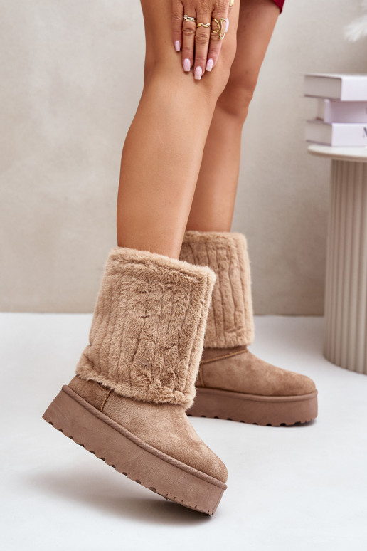 Bottes de neige avec une plateforme Z DANSyÀiniętą CholeÀką beige Lisonea