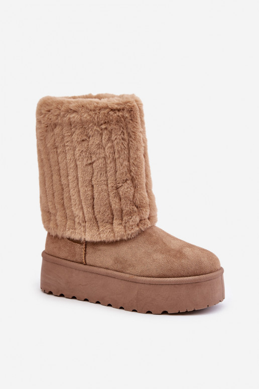 Bottes de neige avec une plateforme Z DANSyÀiniętą CholeÀką beige Lisonea