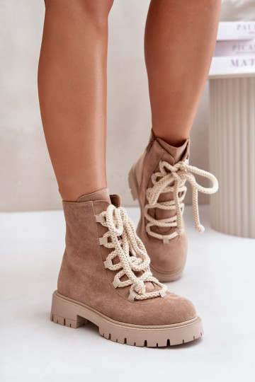 réchauffer Bottes Z en daim écologiqueu Au Château beige Caellita