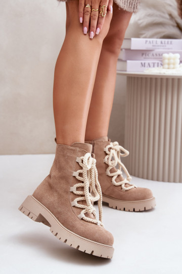 réchauffer Bottes Z en daim écologiqueu Au Château beige Caellita 2