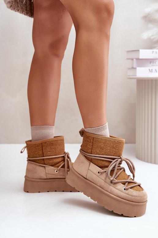 Schneestiefel mit stilvollen Details mit einer Plattform braune Farbe Es mussvora Schneestiefel mit stilvollen Details mit einer Plattform braune Farbe Es mussvora