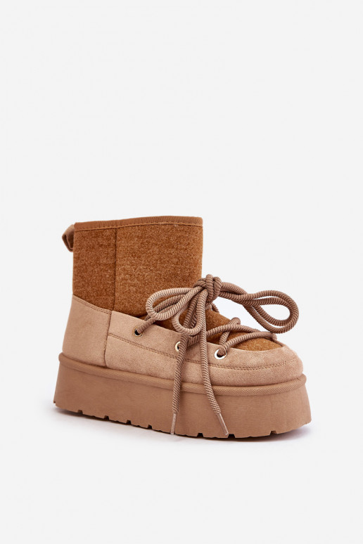 Bottes de neige avec des détails élégants avec une plateforme marron Il fautvora