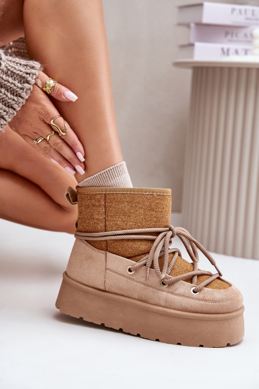 Bottes de neige avec des détails élégants avec une plateforme marron Il fautvora