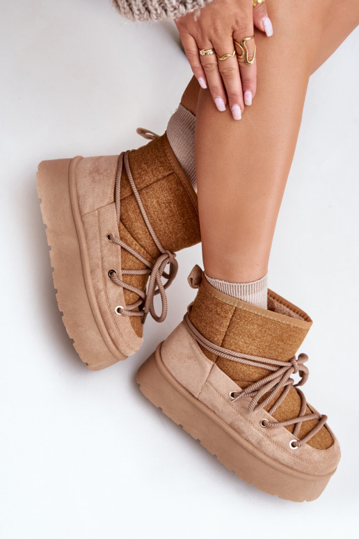 Bottes de neige avec des détails élégants avec une plateforme marron Il fautvora