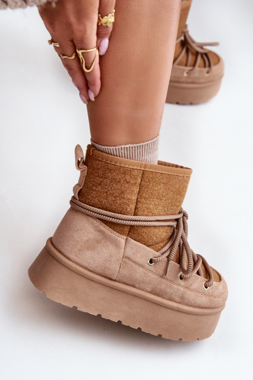 Bottes de neige avec des détails élégants avec une plateforme marron Il fautvora