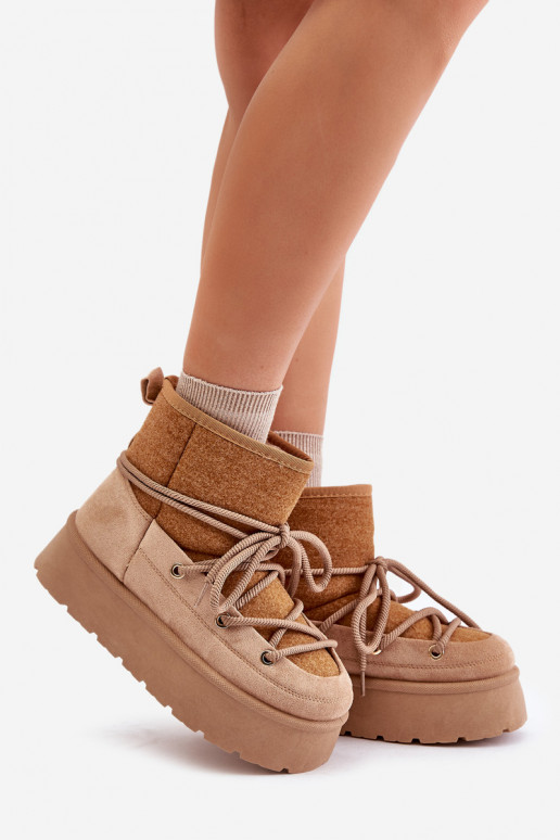 Bottes de neige avec des détails élégants avec une plateforme marron Il fautvora