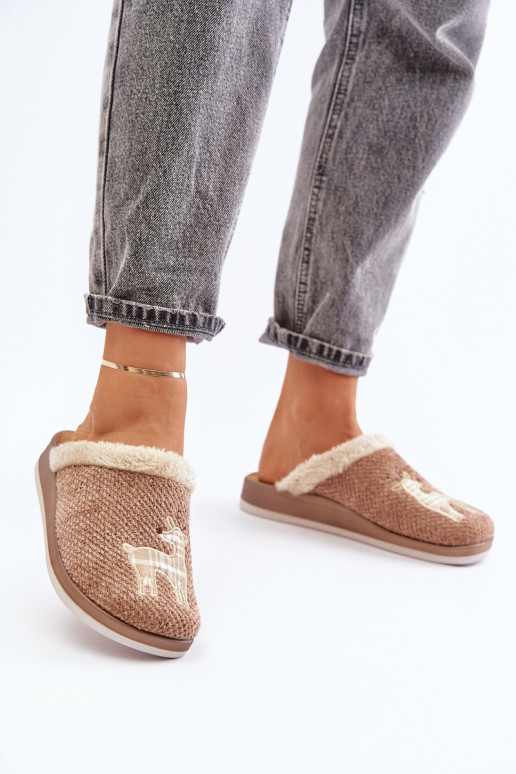 Slippers Dames met herten en bont Inblu CT000034 beige Slippers Dames met herten en bont Inblu CT000034 beige
