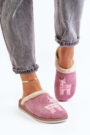 Slippers Dames met herten en bont Inblu CT000034 roze 2