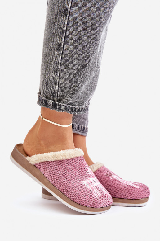 Chaussons Féminin avec des cerfs et un manteau de fourrure Inblu CT000034 couleur rose