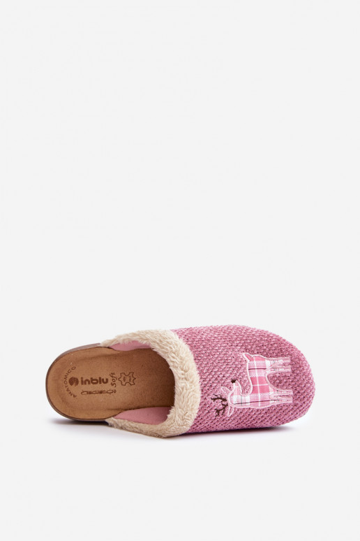 Chaussons Féminin avec des cerfs et un manteau de fourrure Inblu CT000034 couleur rose