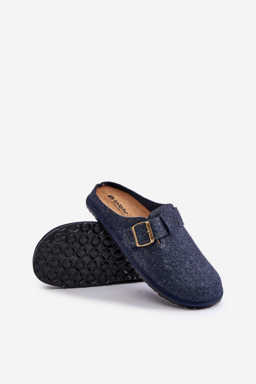 Pantoufles confortables pour hommes avec boucles Inblu SI000019 bleu foncé