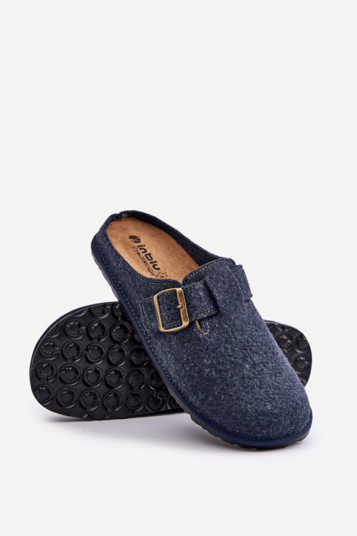 Pantoufles confortables pour hommes avec boucles Inblu SI000019 bleu foncé