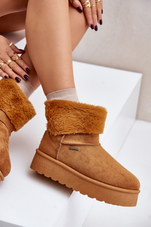 Bottes de neige avec une plateforme avec un manteau de fourrure Big Star OO274A106 marron Bottes de neige avec une plateforme avec un manteau de fourrure Big Star OO274A106 marron