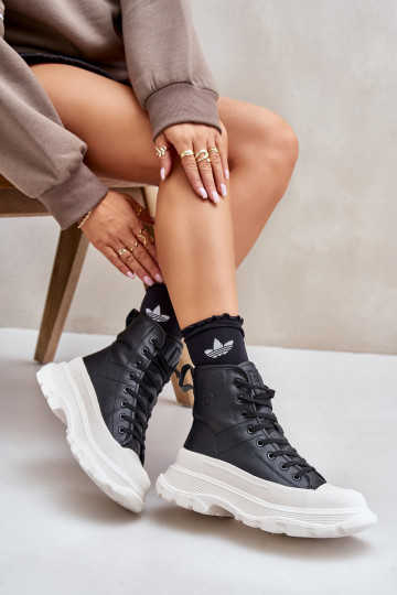 Leren geïsoleerde casual schoenen met plateau Big Star OO274A599 in zwart
