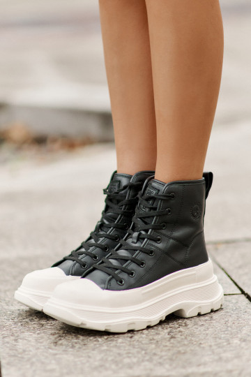 Leren geïsoleerde casual schoenen met plateau Big Star OO274A599 in zwart 2