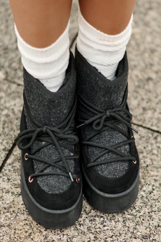 Bottes de neige avec des détails élégants avec une plateforme couleur noire Il fautvora