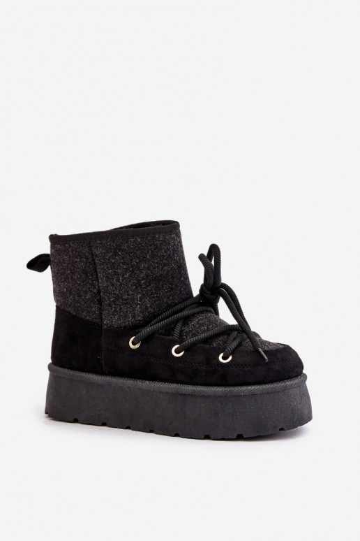 Bottes de neige avec des détails élégants avec une plateforme couleur noire Il fautvora