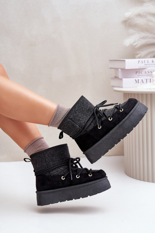 Schneestiefel mit stilvollen Details mit einer Plattform schZuarze Farbe Es mussvora Schneestiefel mit stilvollen Details mit einer Plattform schZuarze Farbe Es mussvora