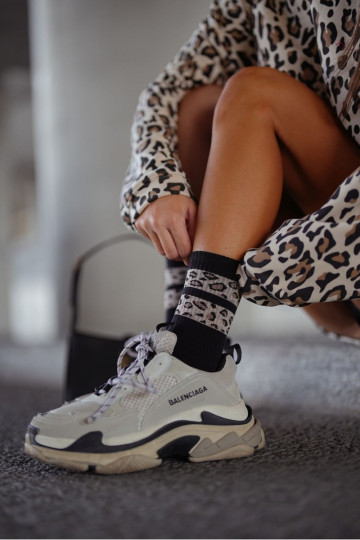 Chaussettes Féminin DÀa Pointé Bandes couleur noire