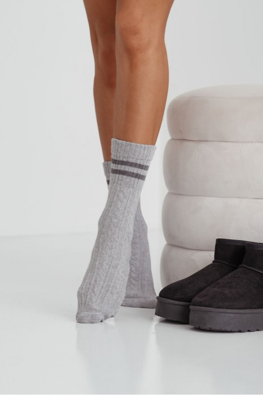 Chaussettes Féminin DANSarkocz avec des bandes couleur grise Chaussettes Féminin DANSarkocz avec des bandes couleur grise