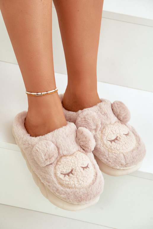 Zuarm mit Pelzmantel Hausschuhe Feminin Beige Jozelinetta Zuarm mit Pelzmantel Hausschuhe Feminin Beige Jozelinetta