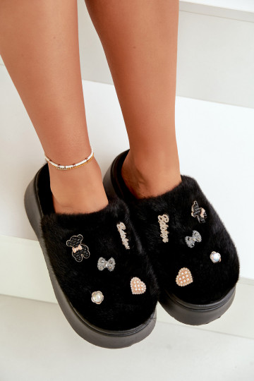 met bont Slippers Dames Op dikke zool Z Przypinkami zInart Zintoria