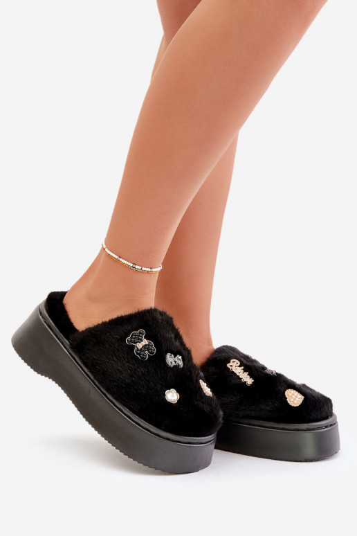 met bont Slippers Dames Op dikke zool Z Przypinkami zInart Zintoria met bont Slippers Dames Op dikke zool Z Przypinkami zInart Zintoria