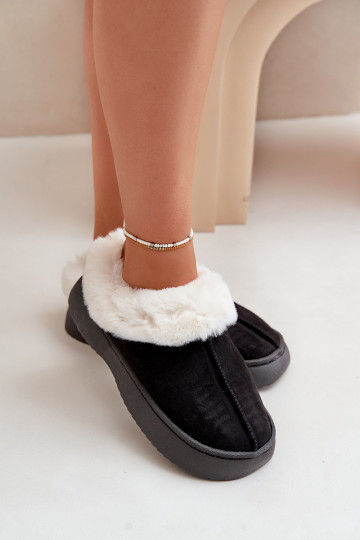 Chaussons Féminin avec un manteau de fourrure couleur noire Zinntia 2