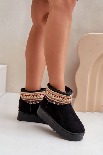 Schneestiefel Feminin mit Schriften mit einer Plattform schZuarze Farbe Avatharia