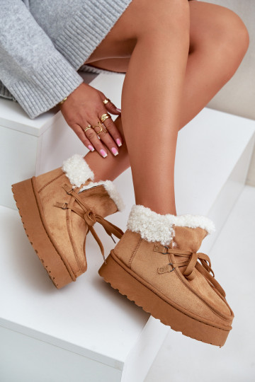 SneeuIn laarzen Dames met platform met bont Typu Branek bruine kleur Ciabellae