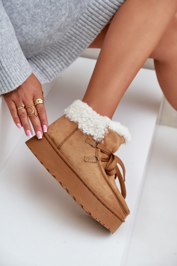 Bottes de neige Féminin avec une plateforme avec un manteau de fourrure Typu Branek marron Ciabellae 2