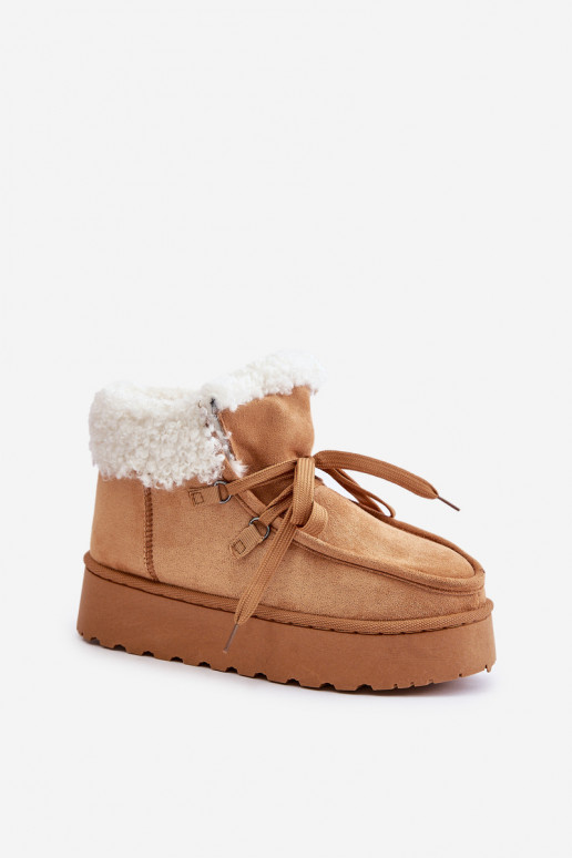 Bottes de neige Féminin avec une plateforme avec un manteau de fourrure Typu Branek marron Ciabellae Bottes de neige Féminin avec une plateforme avec un manteau de fourrure Typu Branek marron Ciabellae