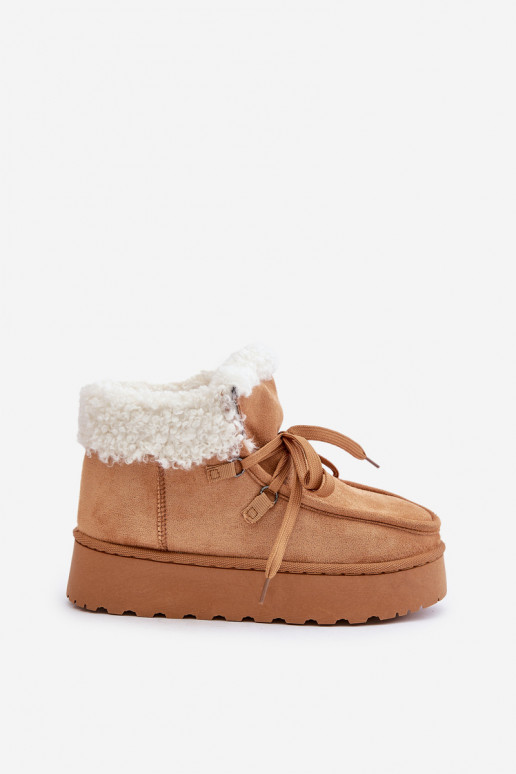 Bottes de neige Féminin avec une plateforme avec un manteau de fourrure Typu Branek marron Ciabellae Bottes de neige Féminin avec une plateforme avec un manteau de fourrure Typu Branek marron Ciabellae