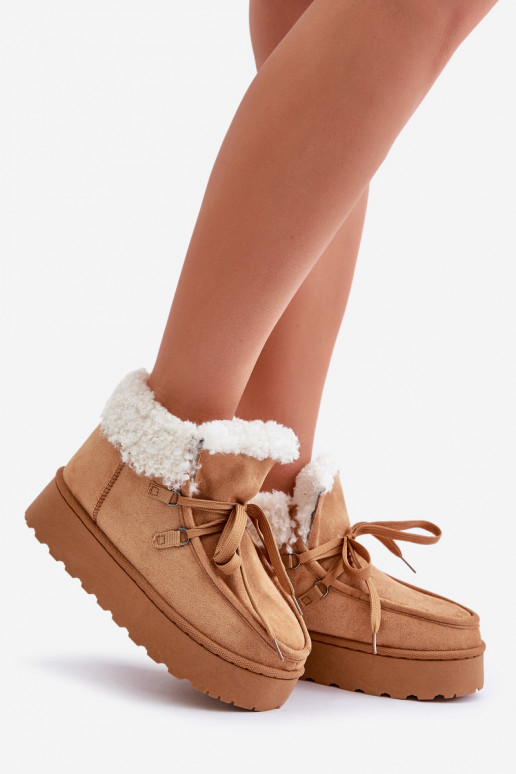 Bottes de neige Féminin avec une plateforme avec un manteau de fourrure Typu Branek marron Ciabellae Bottes de neige Féminin avec une plateforme avec un manteau de fourrure Typu Branek marron Ciabellae