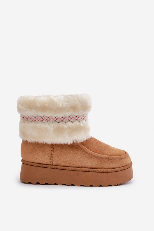 Bottes de neige Féminin avec une plateforme avec un manteau de fourrure I Un exemple marron Deepanti Bottes de neige Féminin avec une plateforme avec un manteau de fourrure I Un exemple marron Deepanti