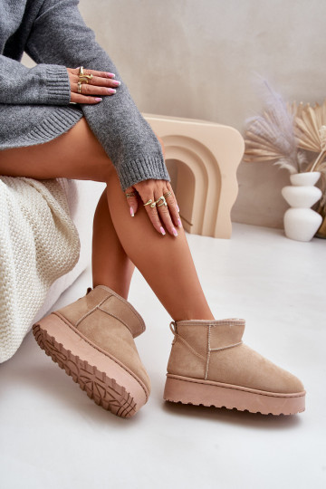 snowboots Dames met een platform om te verwarmen met bont aan de binnenkant beige kleur Xamella